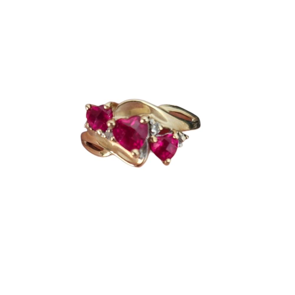 Vintage 10K Synthetic Ruby & Diamond Cocktail Ring